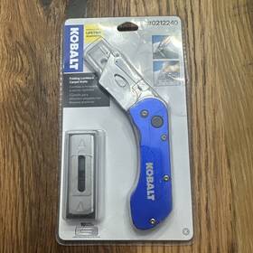 0212240 Kobalt #0212240 Folding Lockback Carpet Knife New Blue 10 Blades