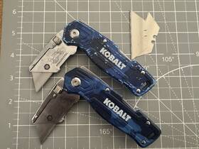 Kobalt 194767543778 2x Blue Camo Handle 3/4 Inch Folding Lockback Utility Cutter Knives Blades