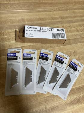 2491092 Kobalt 5 Pack X5ct Serrated Utility Blades For Box Knife Brand New 2491092 Kobalt 5 Pack X5ct Serrated Utility Blades For Box Knife Brand New