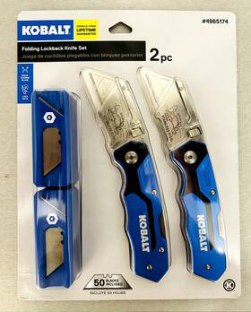 2651236 Kobalt Folding Lock Back Knife 2 Pc Set With 50 Extra Blades 2651236 Kobalt Folding Lock Back Knife 2 Pc Set With 50 Extra Blades