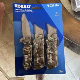 5031162 Kobalt 3-pack Camouflage Fold Knife And 2 Utility Knives Set Steel Belt Clip /new