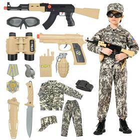 Kp-ksck01 Kodvinp Army Costume For Kids Military Soldier Large 8-10yr Camouflage
