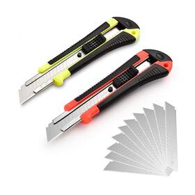 Lambery 633085430242 Retractable Utility Knife Box Cutter 12 Blades Premium Rubbered Handle Wi