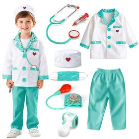 Kc-001-120g Lehoo Castle Doctor Costume For Kids Kit 5-6 Years Green Kc-001-120g Lehoo Castle Doctor Costume For Kids Kit 5-6 Years Green