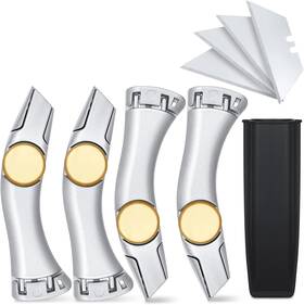 Leriton 445056048072 4 Pcs Silver Fixed Blade Roofing Knife Vinyl Drywall With Replacement Fixe