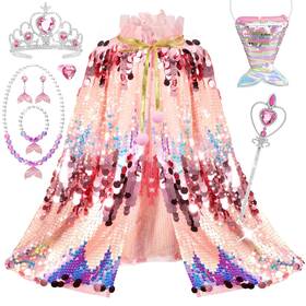 Limiroler Jyuscs004 Princess Dress Up Toys Mermaid Cape Kit 9 Girls 3-8 Years Old Pink