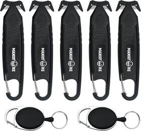 Manufore 313044913954 5 Pack Safety Knife Package Box Opener Film Cutter With 2 Retractable Key Chain