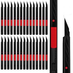 Manufore 974873710400 30pcs 9mm Snap-off Knives With Safety Auto-lock Metal Handle Black Blade L