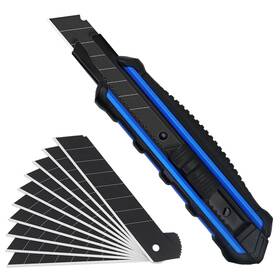 Manufore 974873710547 18mm Utility Knife Heavy Duty Aluminum Alloy Snap-off With 10pcs Spare