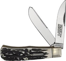 Mr471 Marbles Jumbo Trapper Folding Pocket Knife - Black Stag Bone Handles