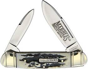 Mr478 Marbles Black Stag Bone 3-2/3 Inch Canoe Folding Pocket Knife - New