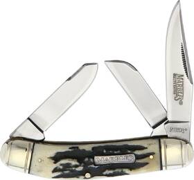 Mr479 Marbles Black Stag Bone Sowbelly Stockman Folding Pocket Knife - New