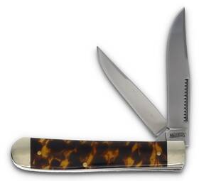 Mr719 Marbles Large Trapper Pocket Knife - Imitation Tortoise Shell Handles New