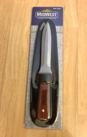 Fdk01 Midwest Flex Duct Knife - 5 Inch Blade With Wooden Handle Includes Nylon Sheath New Fdk01 Midwest Flex Duct Knife - 5 Inch Blade With Wooden Handle Includes Nylon Sheath New