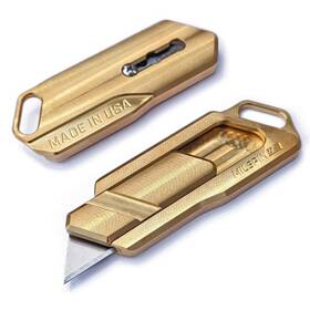 12866 Milspin Magnus Brass Utility Knife Box Cutter With 5 Blades Retractable Razo
