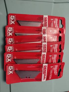 Milwaukee 045242268061 5-pack 5 General Purpose Utility Blades. 30 Blades In Total
