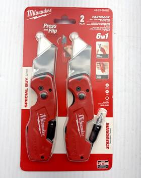 48-22-1505 Milwaukee 045242468850 2 Pc Fastback 6in1 Folding Utility Knife Set