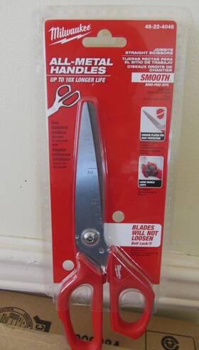 Milwaukee 452422605255 Jobsite Scissors 48-22-4046 All Medal Handles Smooth Burr Free Cuts