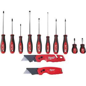 48-22-2710-48-22-1503 Milwaukee Magnetic Tip Screwdriver Set With Fastback Folding Cutter 12-piece