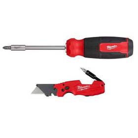 Milwaukee 882346285866 14-in-1 Multi-bit Screwdriver With Fastback 6-in-1 Folding Utility Knives 2-pc