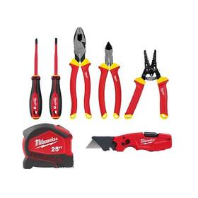 Milwaukee 882346302747 1000v Insulated Hand Tool Set With Compact Autolock 25 Ft. Tape Measure