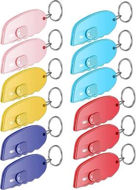 28188 Minatee 12 Pack Mini Box Cutter Portable Keychain With Auto Retractable