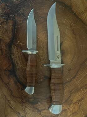 Mossy Oak 820909748892 2pc Fixed Blade Bowie Knife Hunting Leather Handle