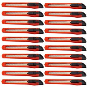 Motoproducts 713382596800 Set Of 20 Bulk Small Red Utility Knife Box Cutters Snap Off Blade 9mm