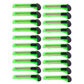 Motoproducts 713382601733 20 Safety Box Cutter Utility Knife Retractable Snap Off Razor Blade Neon Green