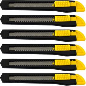 Motoproducts 810063325374 6 Small Safety Box Cutter Utility Knife Retractable Snap Off Blade Black