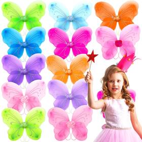 No-butterflyfairywings-12c Noamus 12 Packs Standard Pink Blue Green Orange Yellow Light Rosy