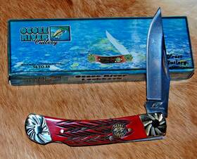 Oc-536rpb Ocoee River By Frost Fancy Red Bone Handle Lockback Knife - New