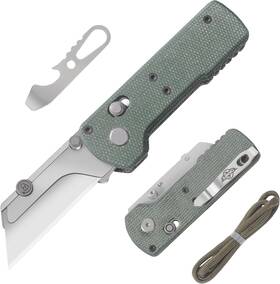 Oknife 445054136122 New Folding Utility Knife Edc Box Cutter Quick Change Blade With Clip Green