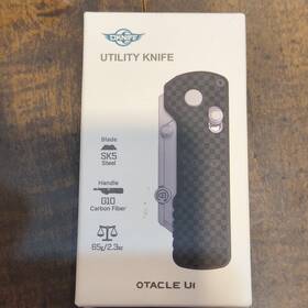 Oknife X003zdn8bn Otacle U1 Utility Knife Sk5 Steel Blade G10 Carbon Fiber Handle Black 65g