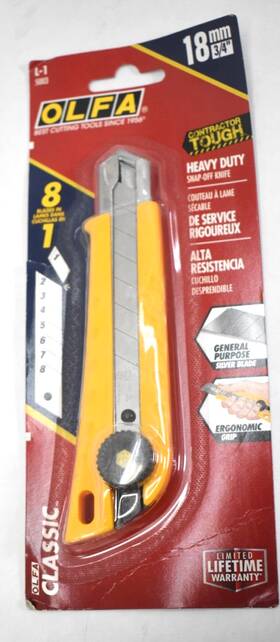 5003 Olfa 091511600049 L-1 Utility Box Knife Manual Retracting Multipurpose Plastic 3/4 Inch