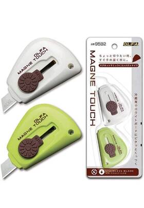 9582 Olfa Magne Touch Utility Knife 2-piece Set Stainless Steel White Green