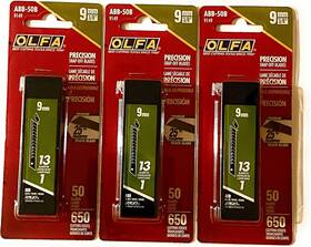 Abb-50b Olfa North America Inc 313028787731 O L F A 9149 9mm Ultrasharp Black Snap-off Blade 50-pack 3 Pack