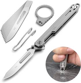 Olitans Factory 800689633328 T022 Titanium Alloy Pocket Knife Folding Scalpel With Glass Breaker Tool