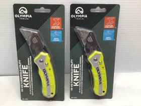Olympia Tools 883652332053 Hi-viz Turbo Folding Utility Knife Model 33-205 Lot Of 2