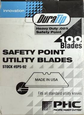 Pacific Handy Cutter Sps-92 Phc Duratip Heavy Duty Safety Tip Utility Blades - 2-1/4 Inch X .025 20 Pcs
