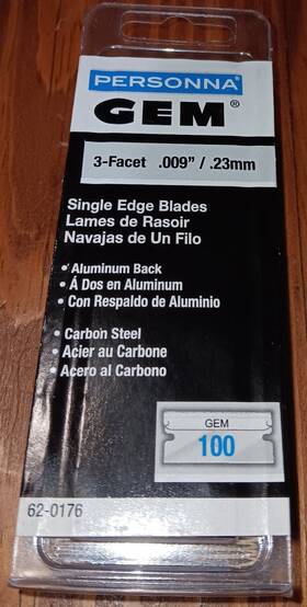 3-facet Personna 62-0176 Gem 100 Single Edge Blades Carbon Steel / Aluminum Back