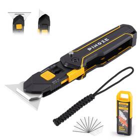 P013e005 Pinoze Folding Utility Knife Scraper 3-in-1 Box Cutter With Lanyard And Blade Storage P013e005 Pinoze Folding Utility Knife Scraper 3-in-1 Box Cutter With Lanyard And Blade Storage
