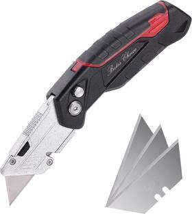 Pro 313039586538 Folding Utility Knife With 3 Extra Blades Retractable Box Cutter Tool Steel