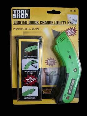 No.243-5466 Quick Tool Shop Lighted Change Utility Knife Batteries And Holster