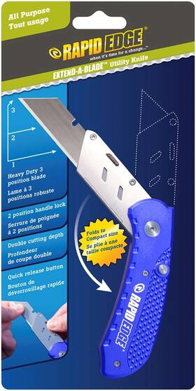 Rt00010 Rapid Edge Extend-a-blade Utility Knife Folding Razor With 3 Blade Pos