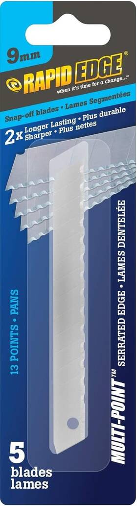 Rt00061 Rapid Edge All-purpose 9mm Serrated Snap-off Utility Knife Blades 5-pack