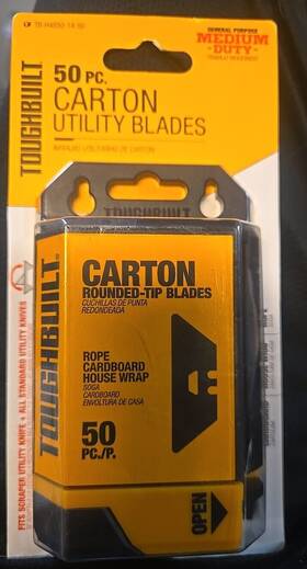 Razor 810023389972 Toughbuilt Carbon Steel 3/4-in Utility Blade 50-pack