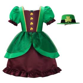 Rb-g9485-g8 Relibeauty Leprechaun Costume For Girls St Patricks Day Dress Up 8/140 Green