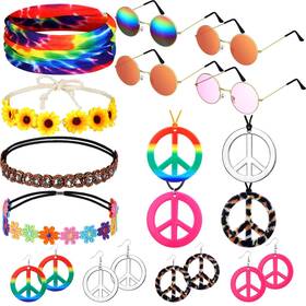 Remuuly-ashui-hfui17 Remuuly 16 Pcs Hippie Costume Approx. 2.5 Inches Of The Diameter Multi Color