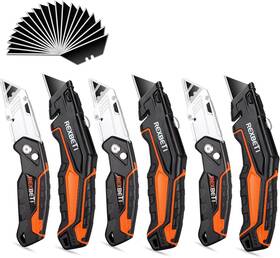 Rexbeti 313057944976 6 Pack Retractable Folding Utility Knife Sk5 Heavy Duty Box Cutter For